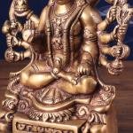 Brass Panchmukhi Hanuman Antique Statue | 8" x 6.5" x 2.6" (20.3 x 16.5 x 6.6 cm) | 2.12 kg Five-Faced Sacred Art | Heritage Murti